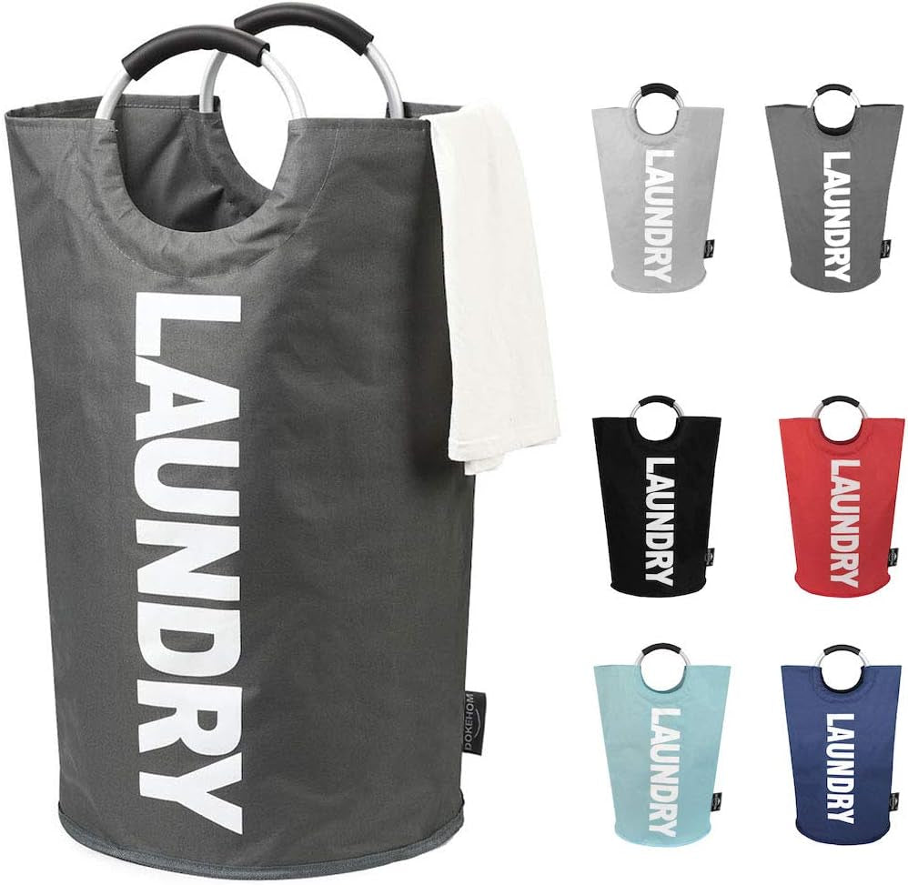 90L Large Laundry Basket, Collapsible Laundry Bag, Freestanding Tall Clothes Hamper, Foldable Washing Bin (Black)