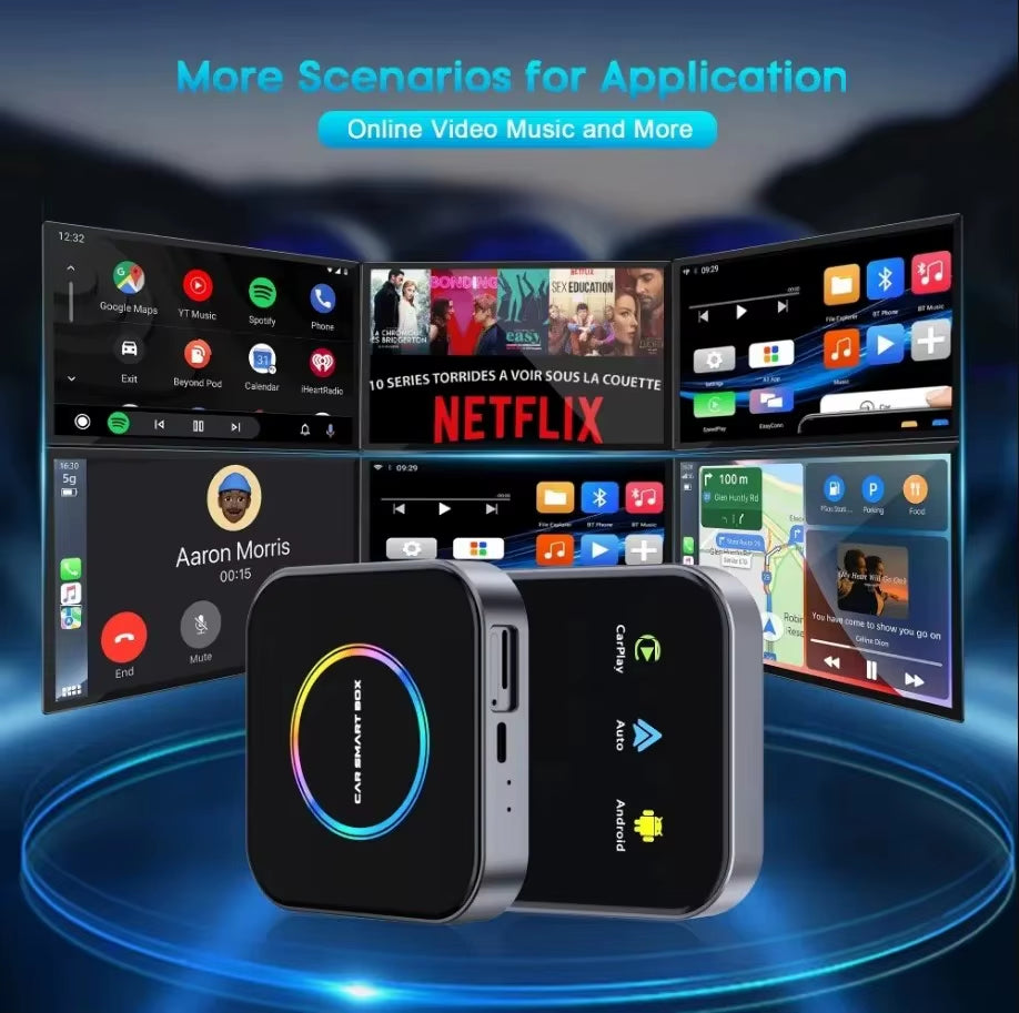 3In1 Ai Box 4G for Apple Android Auto Wireless Carplay Adapter Adaptor for Netflix Youtube 4K Ai Box Android 13 8+128G WIFI