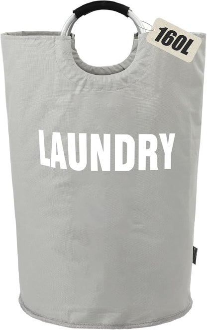 90L Large Laundry Basket, Collapsible Laundry Bag, Freestanding Tall Clothes Hamper, Foldable Washing Bin (Black)