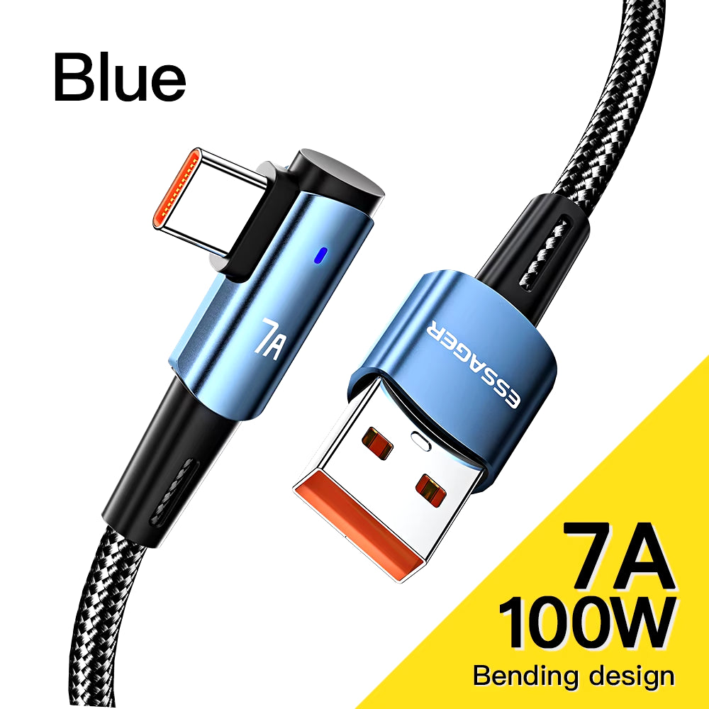 100W USB Type C to USB C Cable 90 Degree Angle for Ipad Macbook Pro Xiaomi Samsung Huawei Fast Charging Type-C Date Wire