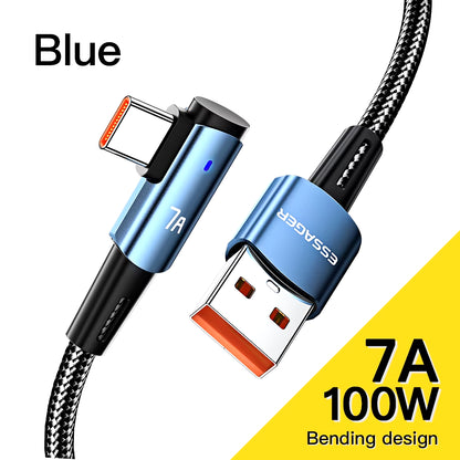 100W USB Type C to USB C Cable 90 Degree Angle for Ipad Macbook Pro Xiaomi Samsung Huawei Fast Charging Type-C Date Wire