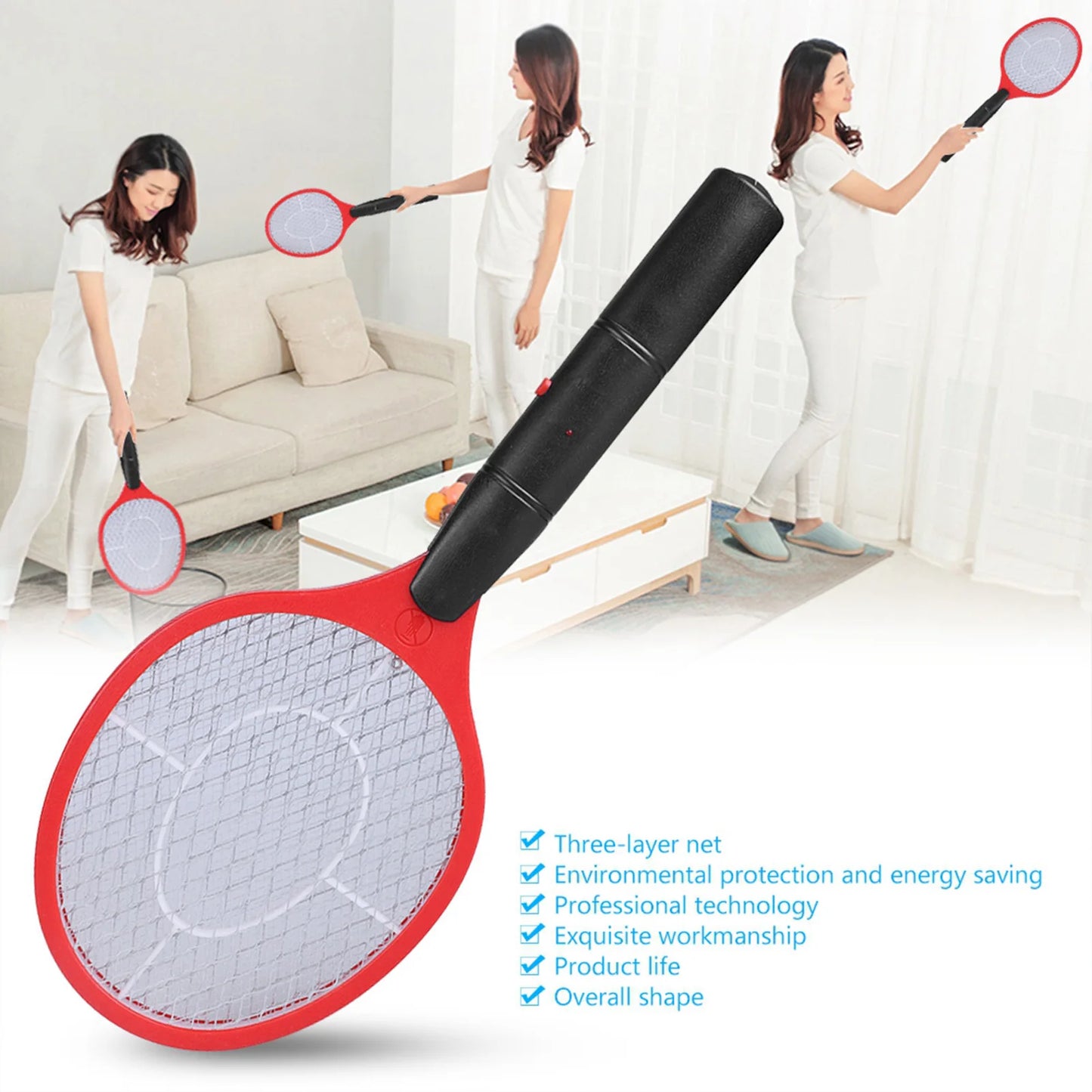 Electric Mosquito Swatter Cordless Battery Power Electric Fly Mosquito Swatter Bug Racket Insects Killer