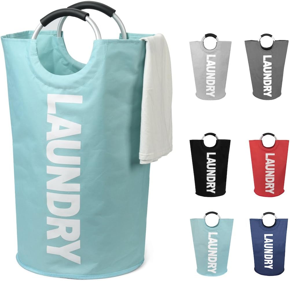 90L Large Laundry Basket, Collapsible Laundry Bag, Freestanding Tall Clothes Hamper, Foldable Washing Bin (Black)