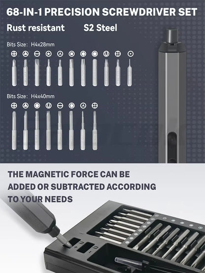 68 in 1 Precision Electric Screwdriver Set 5 Levels Adjustable Comes Fill Light Professional Mobile Phone Ipad Repair Tool