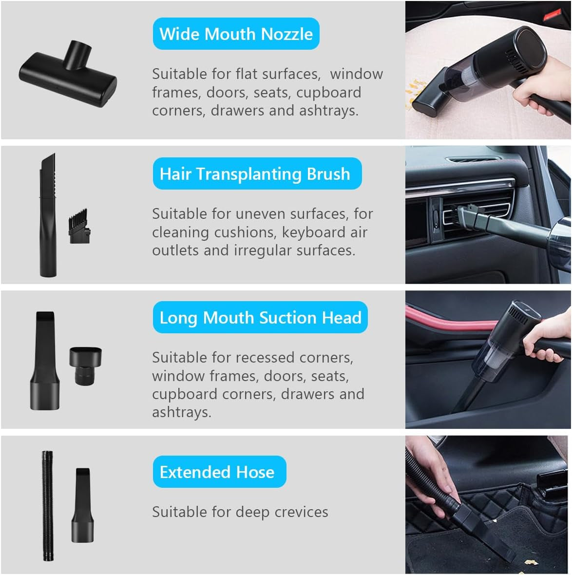 URAQT Handheld Vacuum, 6000Pa Powerful Car Vacuum Cleaner, Portable Hand Car Hoo