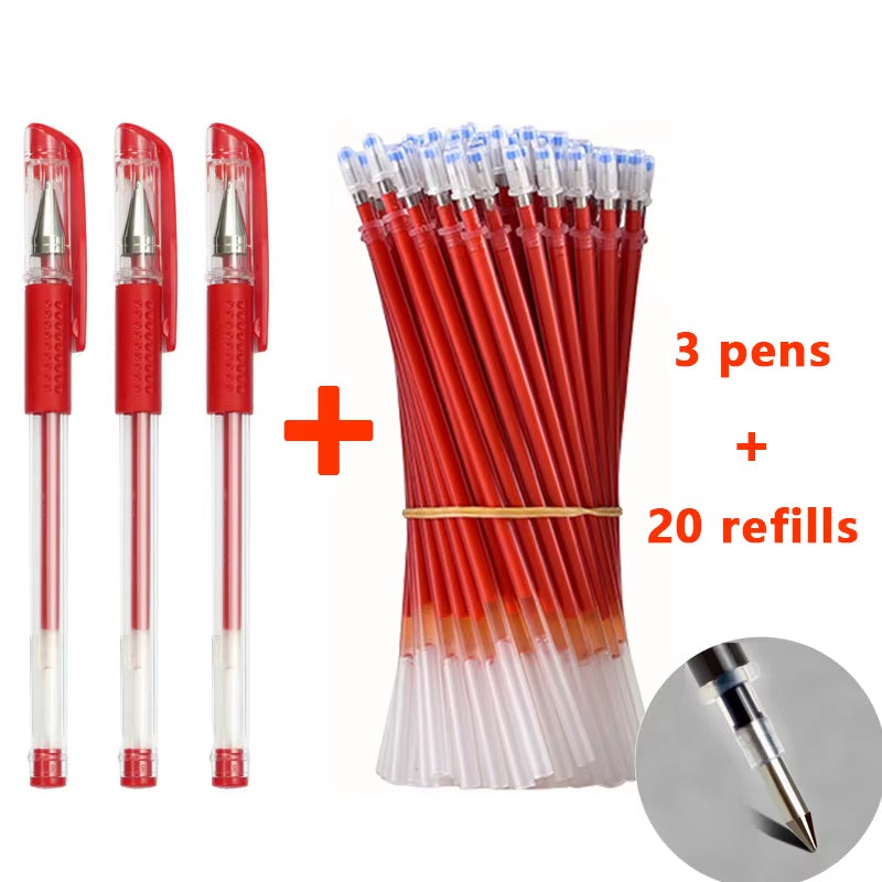 Gel Pens Set Black Blue Red Refill Gel Pen Bullet Tip 0.5Mm School & Office Supplies Stationery Kawaii Accessories Stationery