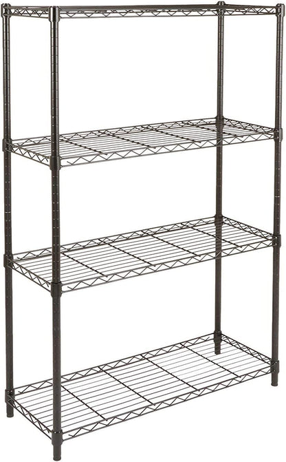 4-Shelf Storage Unit with Height Adjustable Shelves and Levelling Feet, 640 Kg Max Weight, Black, 35.6 Cm D X 91.4 Cm W X 137.1 Cm H