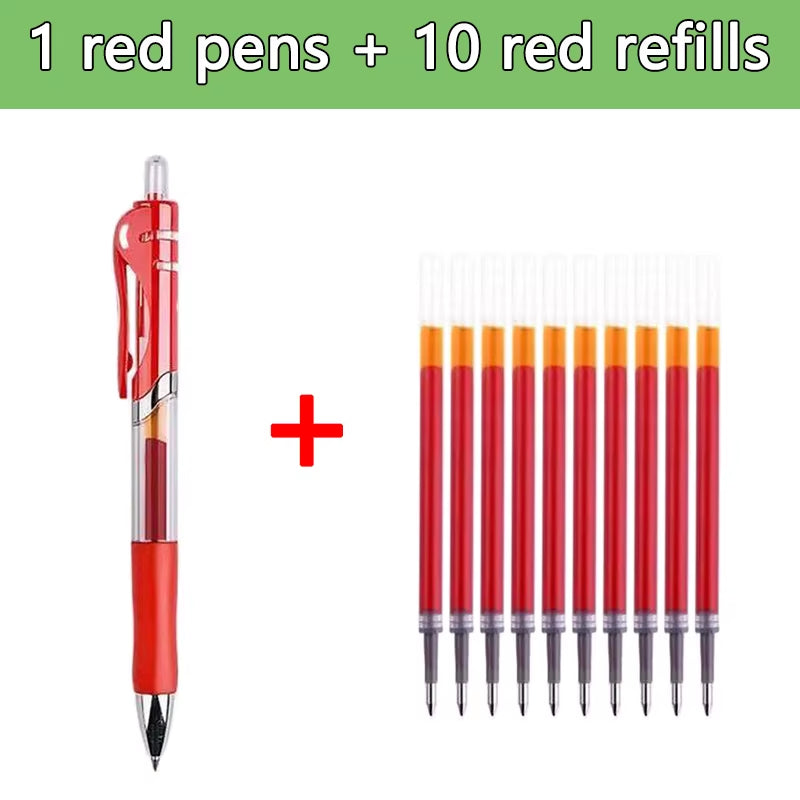 Gel Pens Set Black Blue Red Refill Gel Pen Bullet Tip 0.5Mm School & Office Supplies Stationery Kawaii Accessories Stationery
