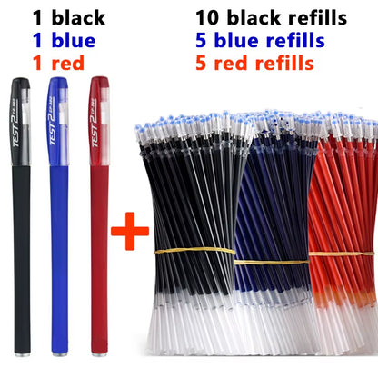 Gel Pens Set Black Blue Red Refill Gel Pen Bullet Tip 0.5Mm School & Office Supplies Stationery Kawaii Accessories Stationery