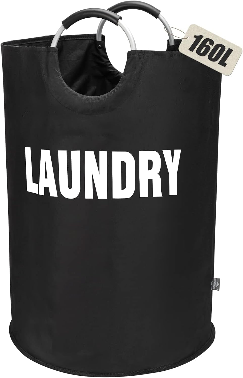 90L Large Laundry Basket, Collapsible Laundry Bag, Freestanding Tall Clothes Hamper, Foldable Washing Bin (Black)