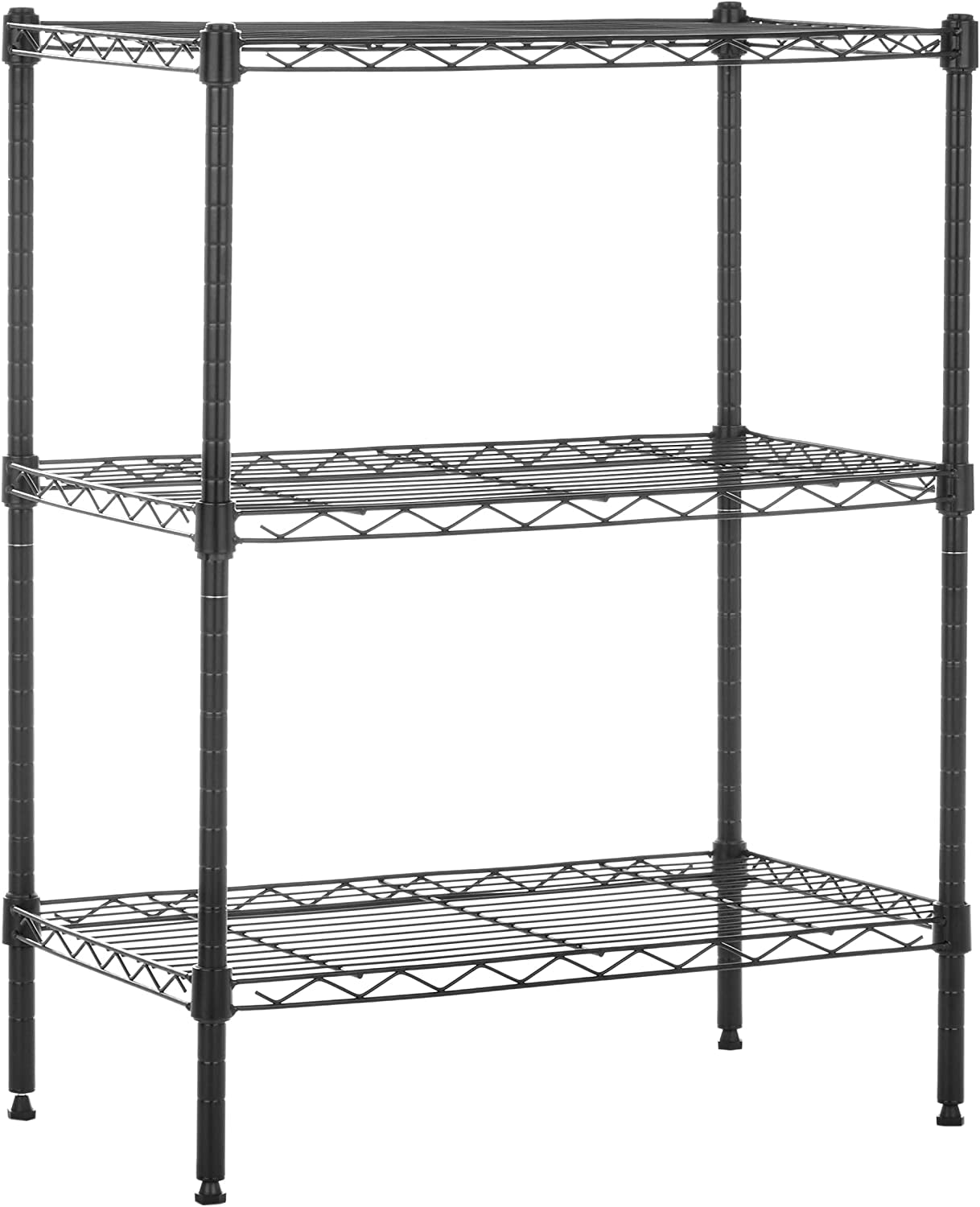 4-Shelf Storage Unit with Height Adjustable Shelves and Levelling Feet, 640 Kg Max Weight, Black, 35.6 Cm D X 91.4 Cm W X 137.1 Cm H