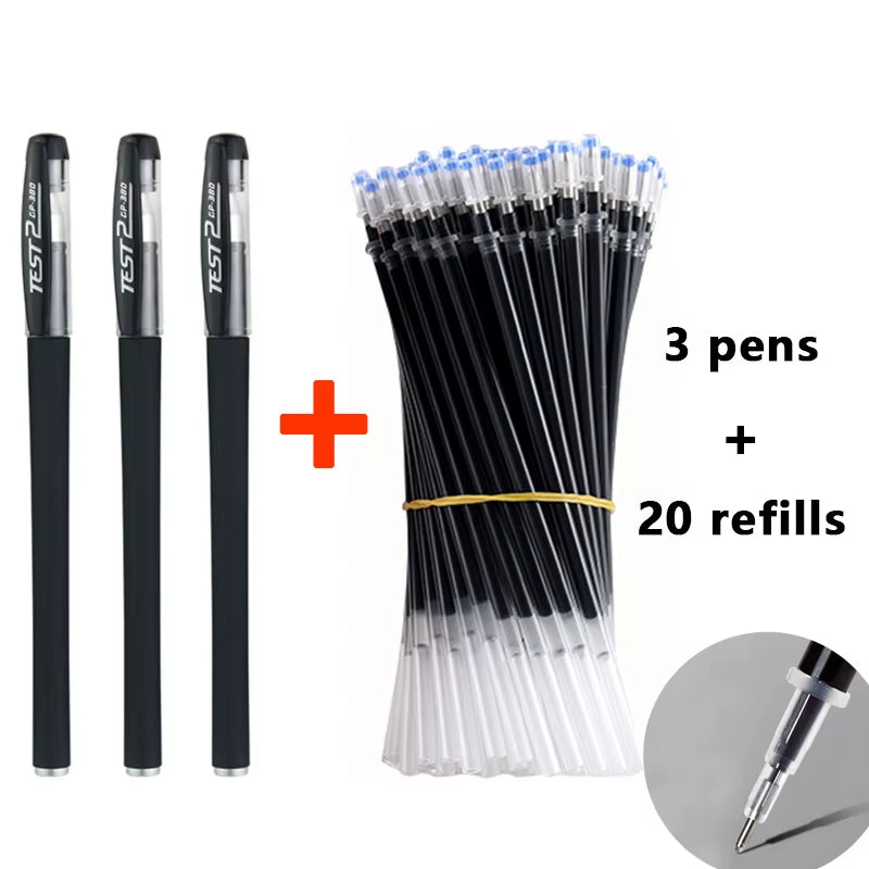 Gel Pens Set Black Blue Red Refill Gel Pen Bullet Tip 0.5Mm School & Office Supplies Stationery Kawaii Accessories Stationery