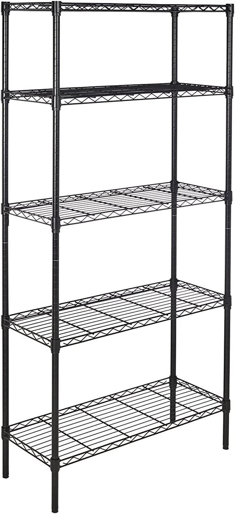 4-Shelf Storage Unit with Height Adjustable Shelves and Levelling Feet, 640 Kg Max Weight, Black, 35.6 Cm D X 91.4 Cm W X 137.1 Cm H
