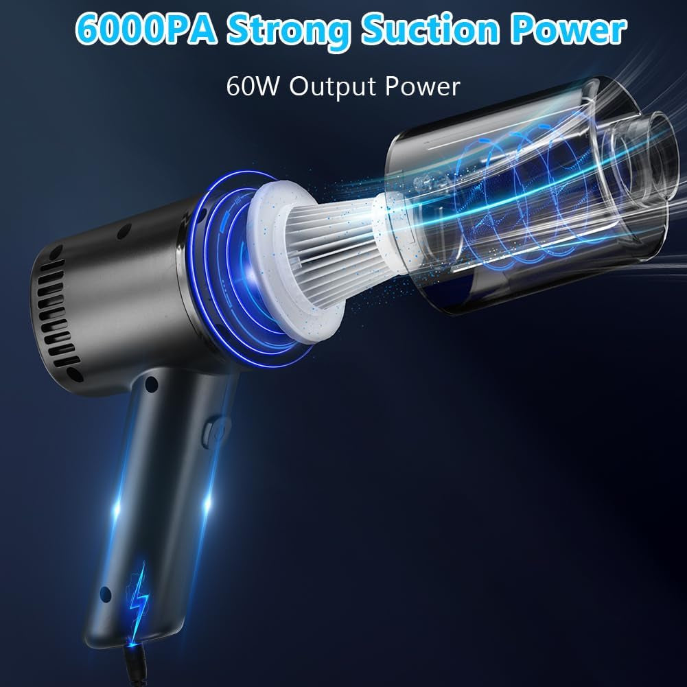 URAQT Handheld Vacuum, 6000Pa Powerful Car Vacuum Cleaner, Portable Hand Car Hoo