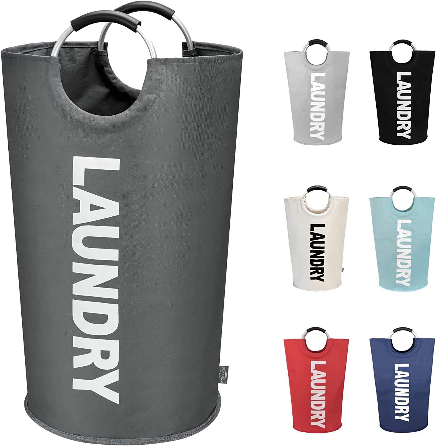 90L Large Laundry Basket, Collapsible Laundry Bag, Freestanding Tall Clothes Hamper, Foldable Washing Bin (Black)