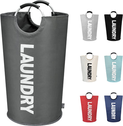 90L Large Laundry Basket, Collapsible Laundry Bag, Freestanding Tall Clothes Hamper, Foldable Washing Bin (Black)