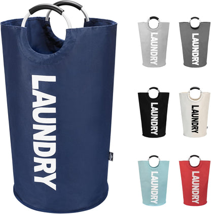 90L Large Laundry Basket, Collapsible Laundry Bag, Freestanding Tall Clothes Hamper, Foldable Washing Bin (Black)