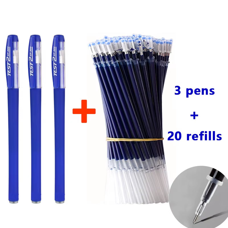 Gel Pens Set Black Blue Red Refill Gel Pen Bullet Tip 0.5Mm School & Office Supplies Stationery Kawaii Accessories Stationery