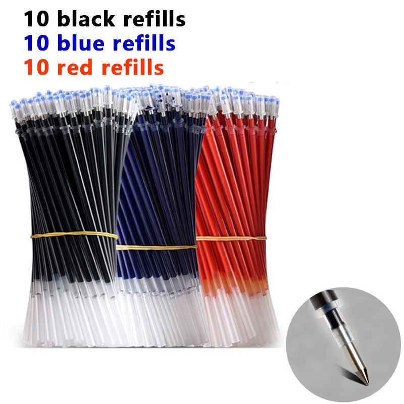 Gel Pens Set Black Blue Red Refill Gel Pen Bullet Tip 0.5Mm School & Office Supplies Stationery Kawaii Accessories Stationery