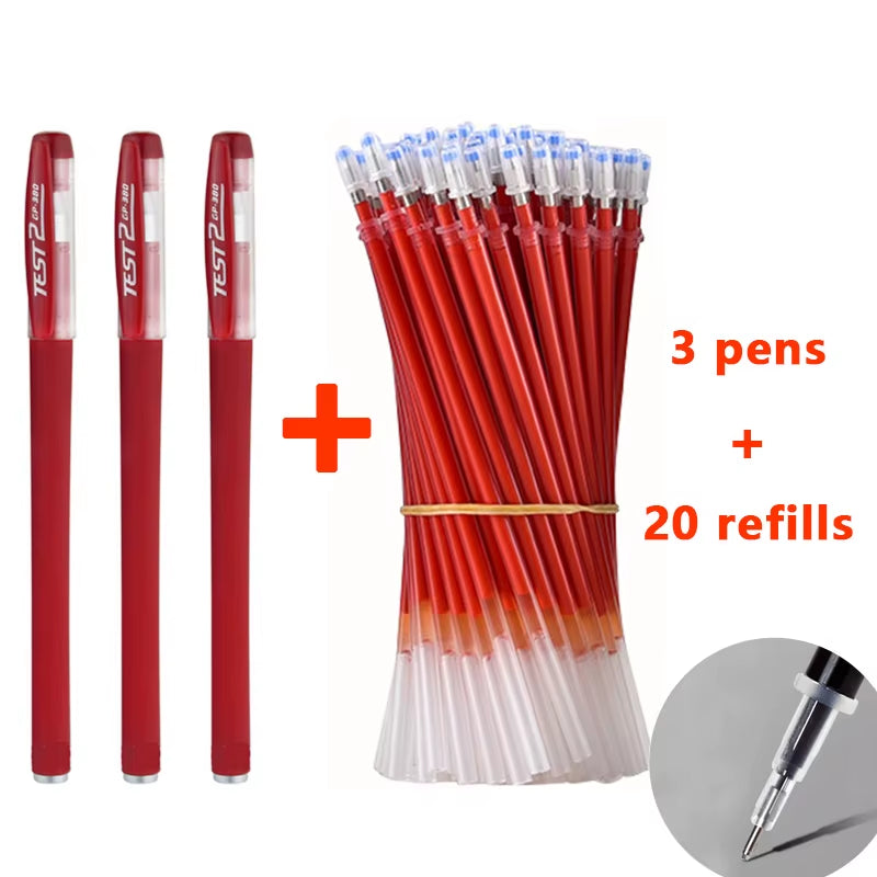 Gel Pens Set Black Blue Red Refill Gel Pen Bullet Tip 0.5Mm School & Office Supplies Stationery Kawaii Accessories Stationery