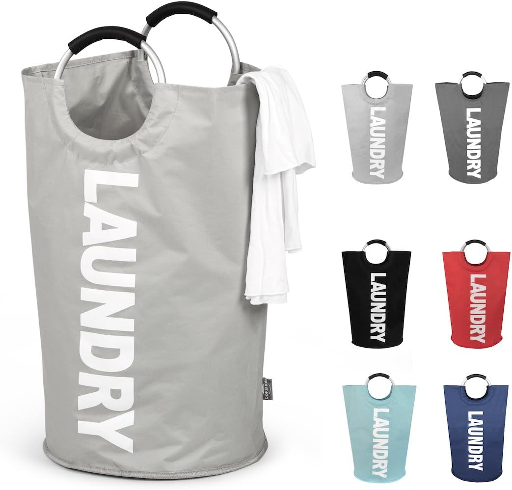 90L Large Laundry Basket, Collapsible Laundry Bag, Freestanding Tall Clothes Hamper, Foldable Washing Bin (Black)