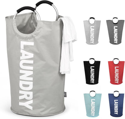 90L Large Laundry Basket, Collapsible Laundry Bag, Freestanding Tall Clothes Hamper, Foldable Washing Bin (Black)