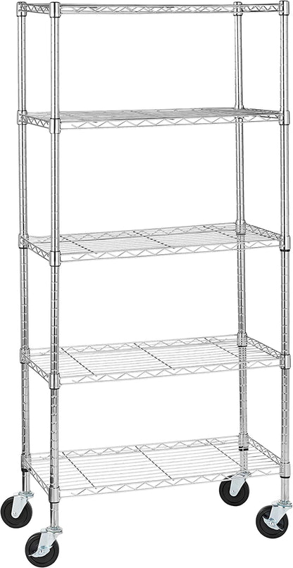 4-Shelf Storage Unit with Height Adjustable Shelves and Levelling Feet, 640 Kg Max Weight, Black, 35.6 Cm D X 91.4 Cm W X 137.1 Cm H