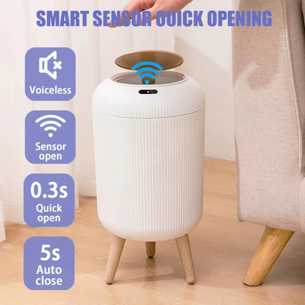 Automatic Trash Can Small Plastic Smart Trash Can Electric Waste Bin Waterproof Wastebasket for Kitchen Bathroom Recycling Trash