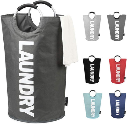 90L Large Laundry Basket, Collapsible Laundry Bag, Freestanding Tall Clothes Hamper, Foldable Washing Bin (Black)