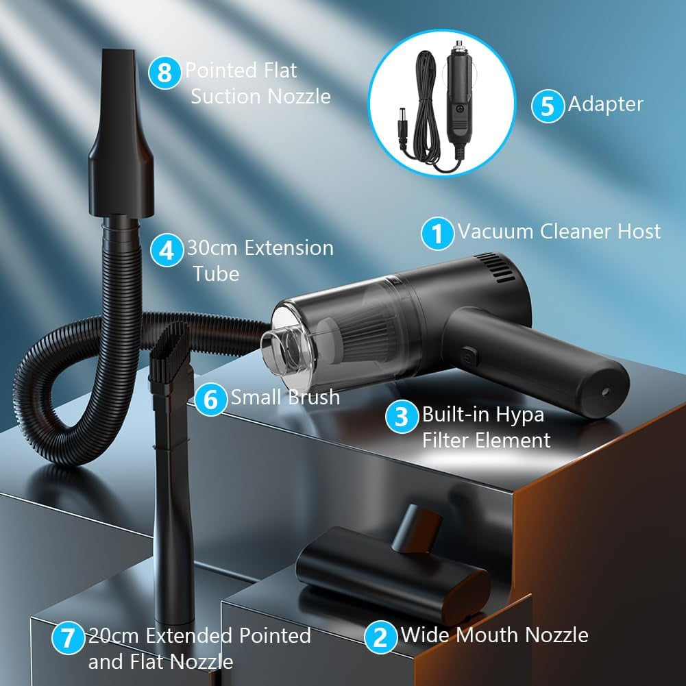 URAQT Handheld Vacuum, 6000Pa Powerful Car Vacuum Cleaner, Portable Hand Car Hoo