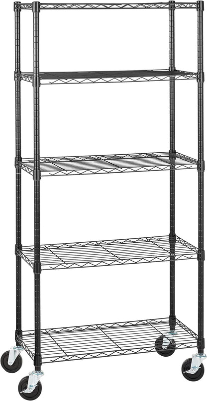 4-Shelf Storage Unit with Height Adjustable Shelves and Levelling Feet, 640 Kg Max Weight, Black, 35.6 Cm D X 91.4 Cm W X 137.1 Cm H