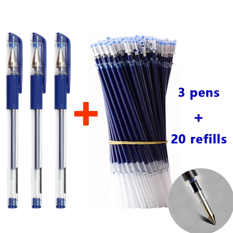 Gel Pens Set Black Blue Red Refill Gel Pen Bullet Tip 0.5Mm School & Office Supplies Stationery Kawaii Accessories Stationery