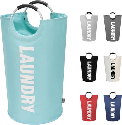 90L Large Laundry Basket, Collapsible Laundry Bag, Freestanding Tall Clothes Hamper, Foldable Washing Bin (Black)